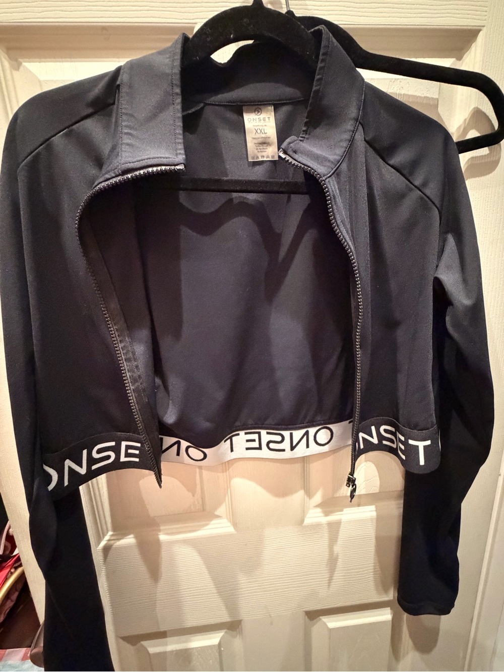 ONSET Cropped Black jacket with Branded Elastic Hem